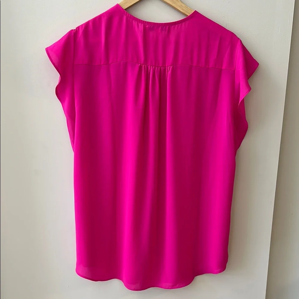 Chaus New York Exuberant Pink V-Neck Ruffle Sleeve Blouse Size XL - Picture 9 of 12